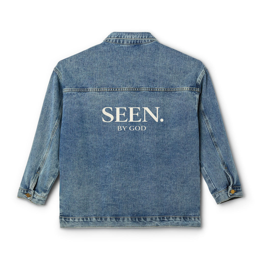 SEEN. BY GOD Women’s Oversized Denim Jacket – Faith Statement Streetwear