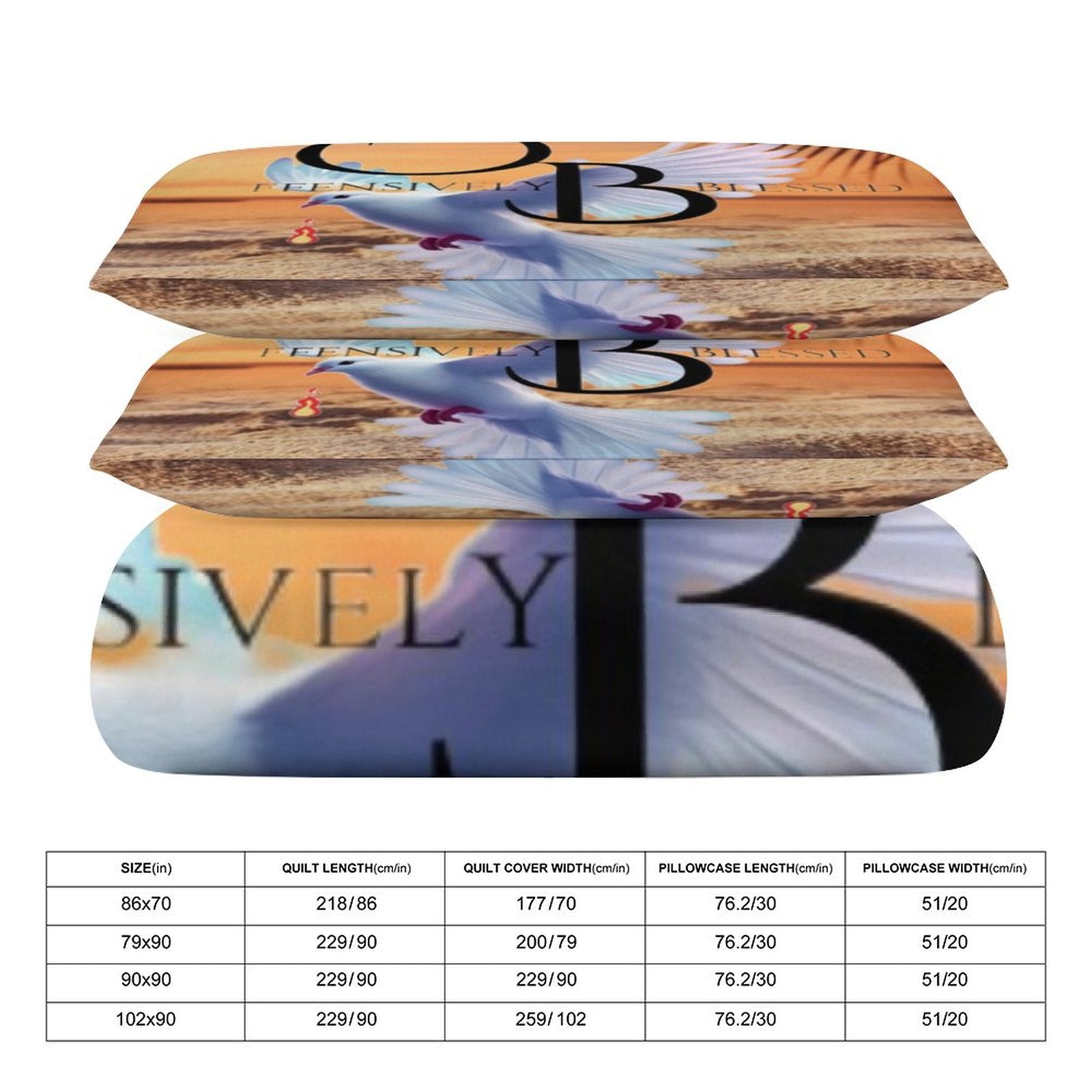 3-Piece Bedding Set (1 Duvet Cover + 2 Pillow Shams) 3-Piece Bedding Set 102"×90" (1 Quilt Cover + 2 Pillowcases)