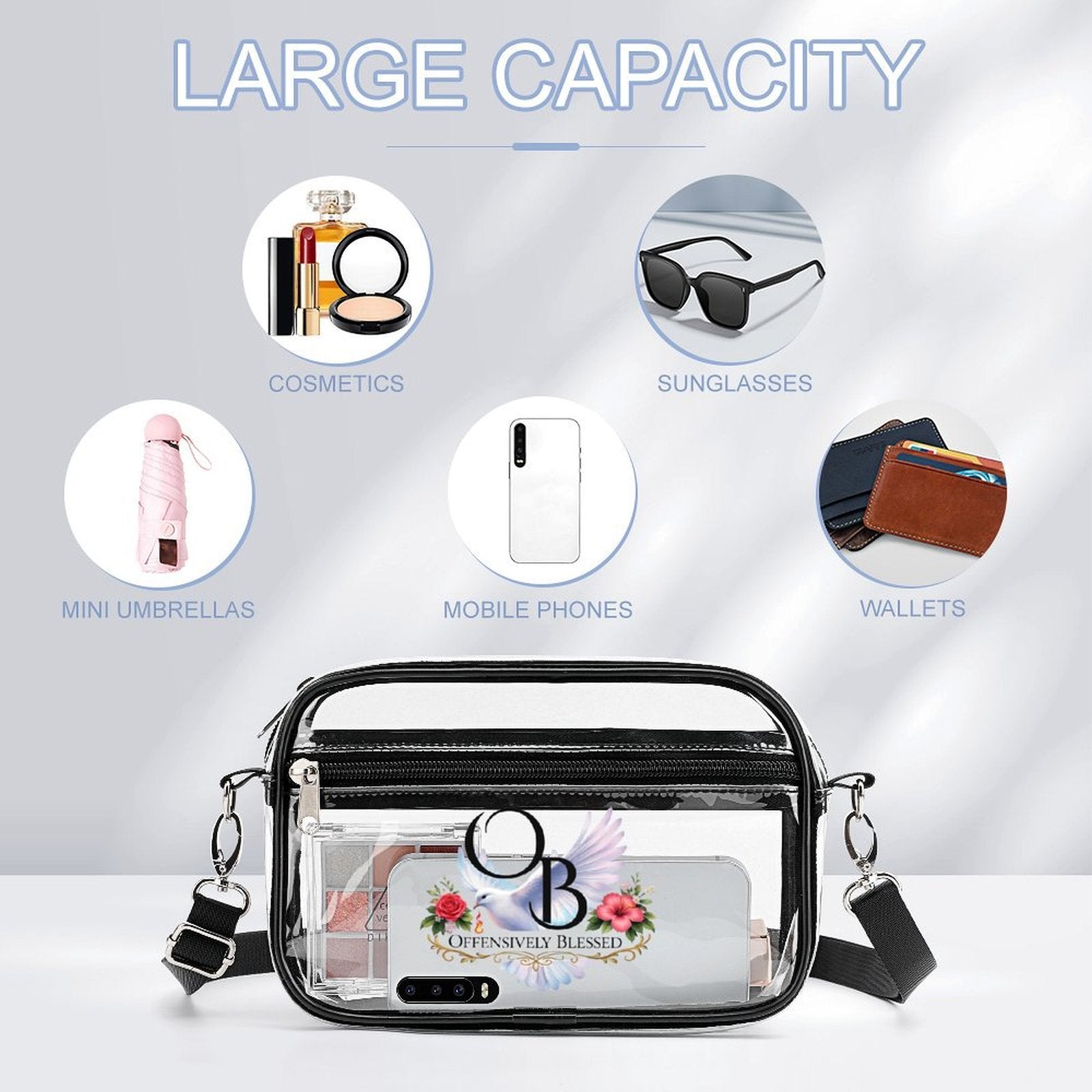 Offensively Blessed 🌺Small satchel bag Small Clear Satchel Bag