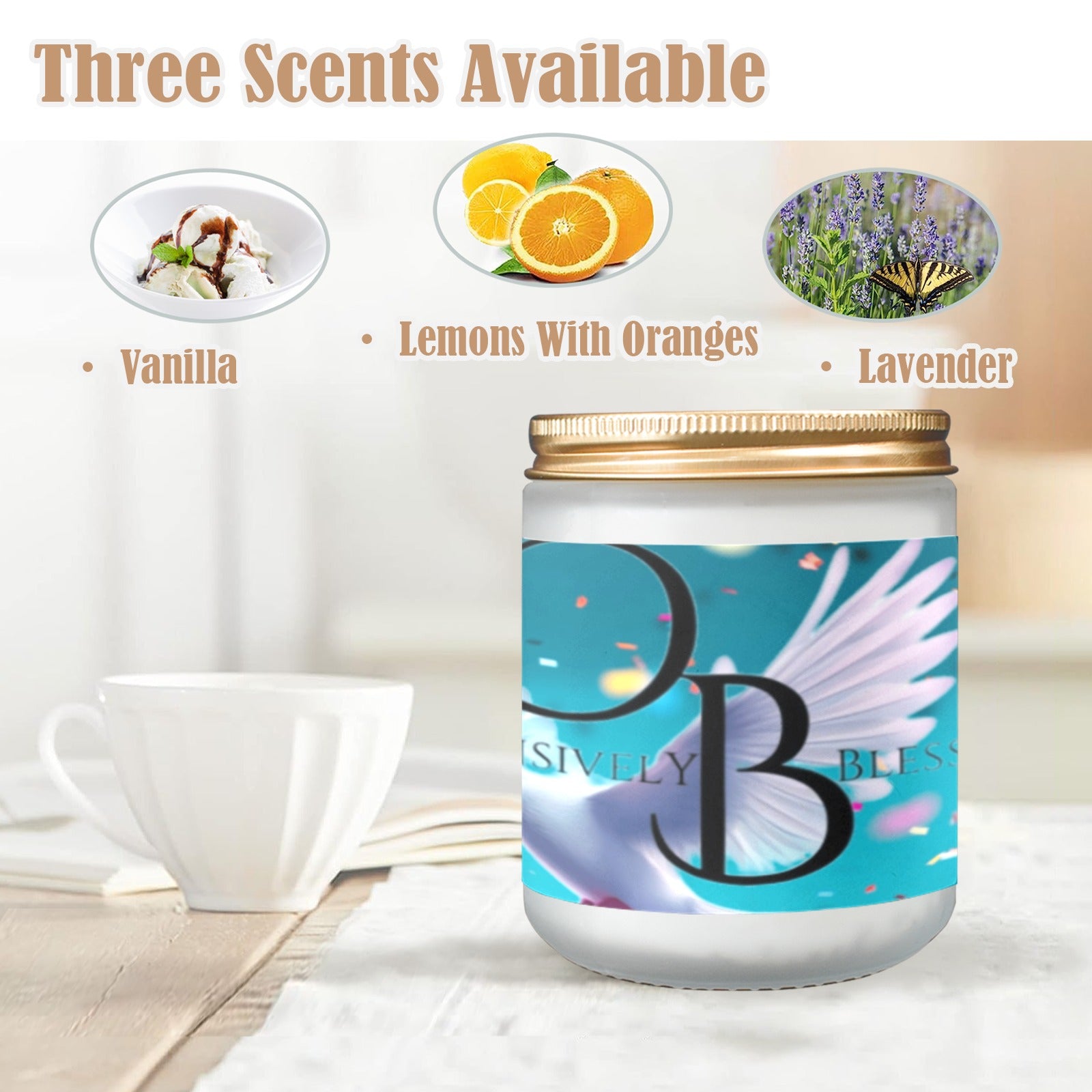 Offensively Blessed Birthday Candel Frosted Glass Candle Cup - Large Size