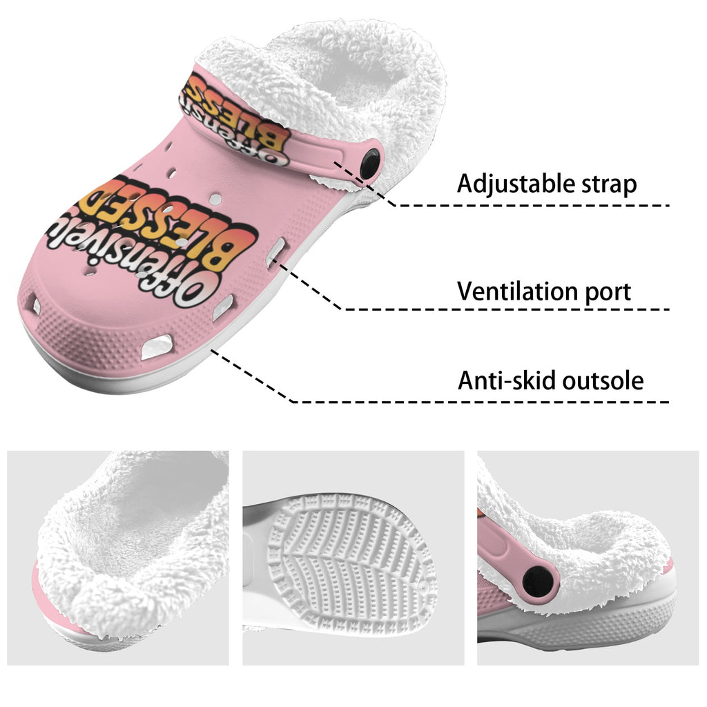 Offensively Blessed 🌺Clogs 2 Pink Fleece Lined Foam Clogs for Adults
