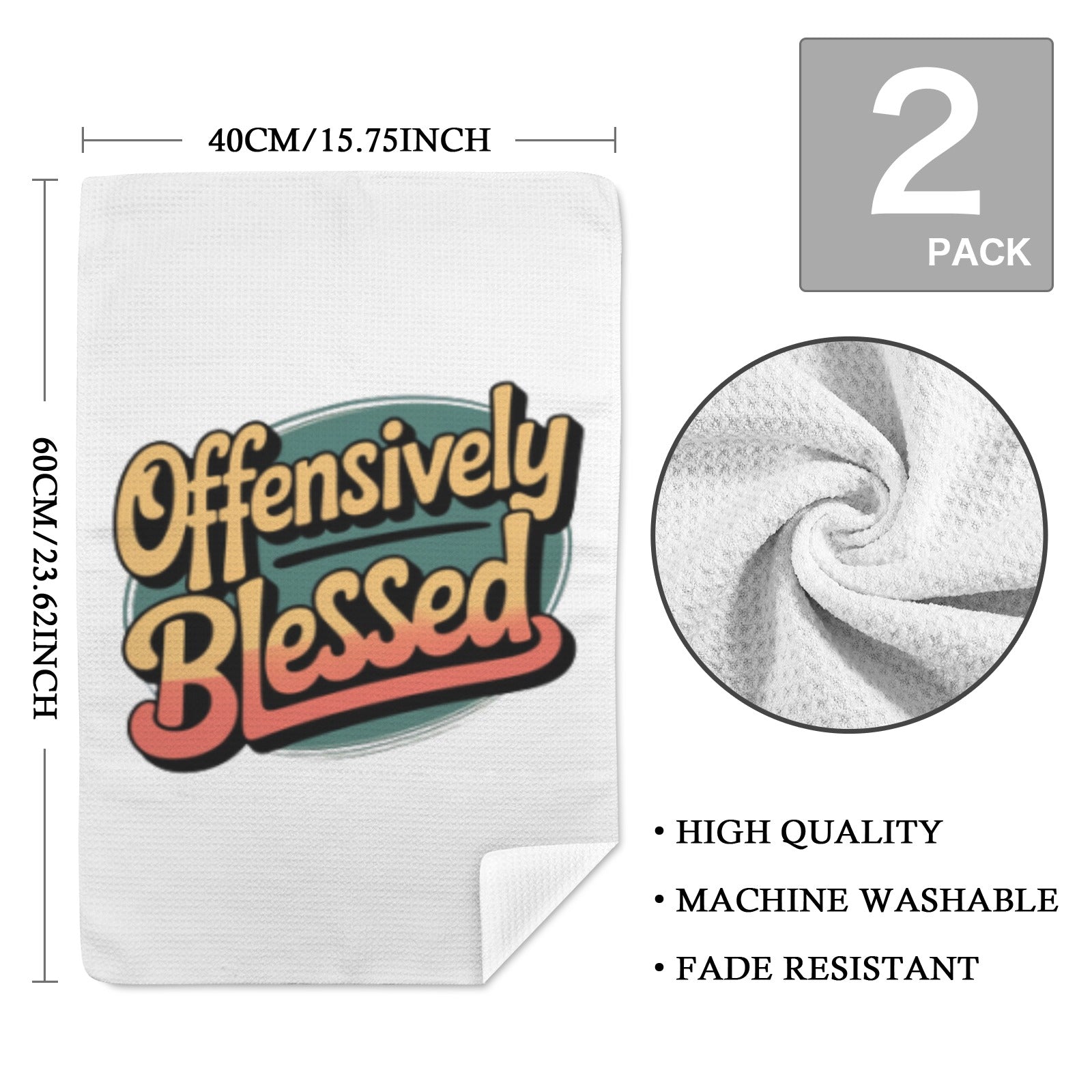 OB Towels Kitchen Towel 40x60cm (One Side&2-Pack)