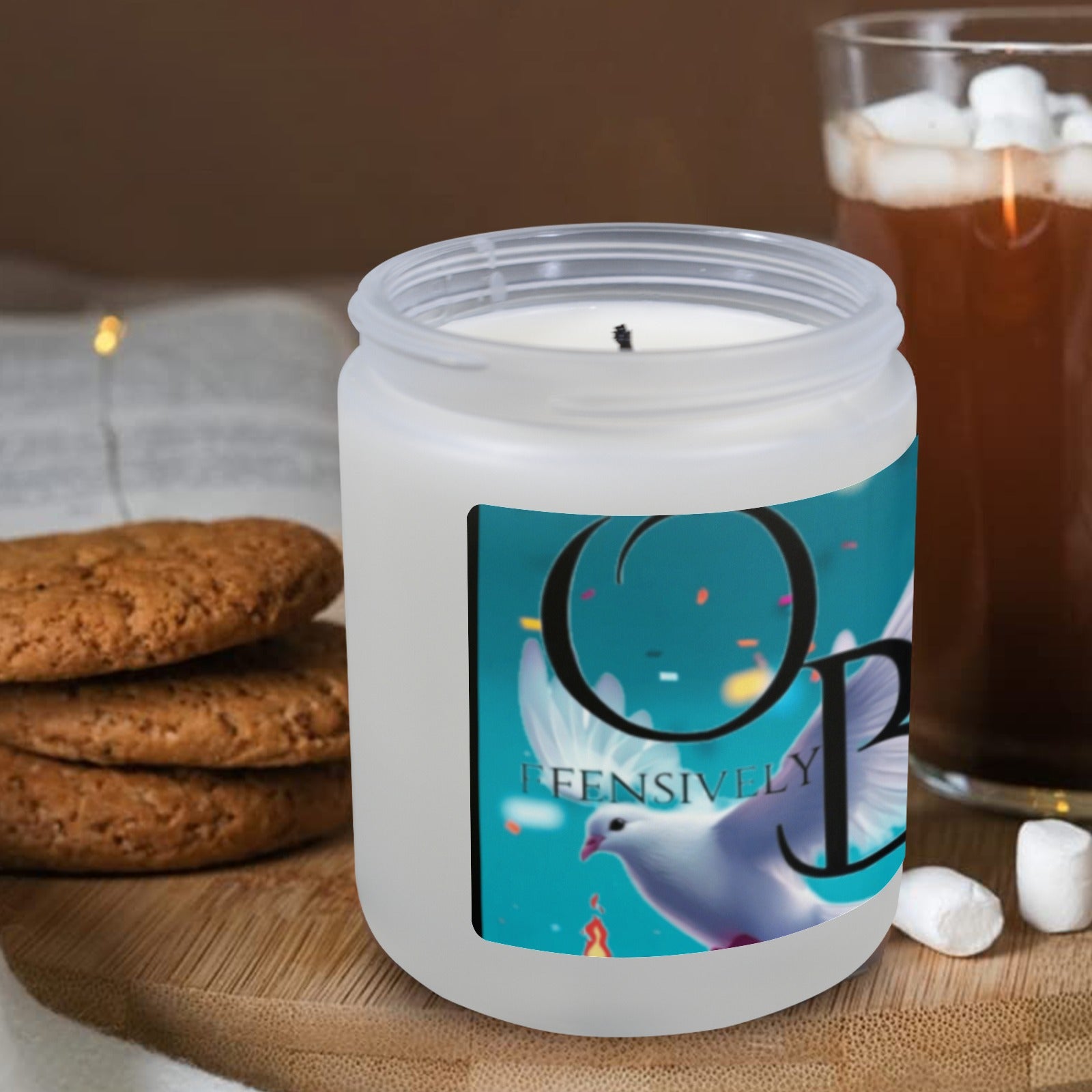 Offensively Blessed Birthday Candel Frosted Glass Candle Cup - Large Size