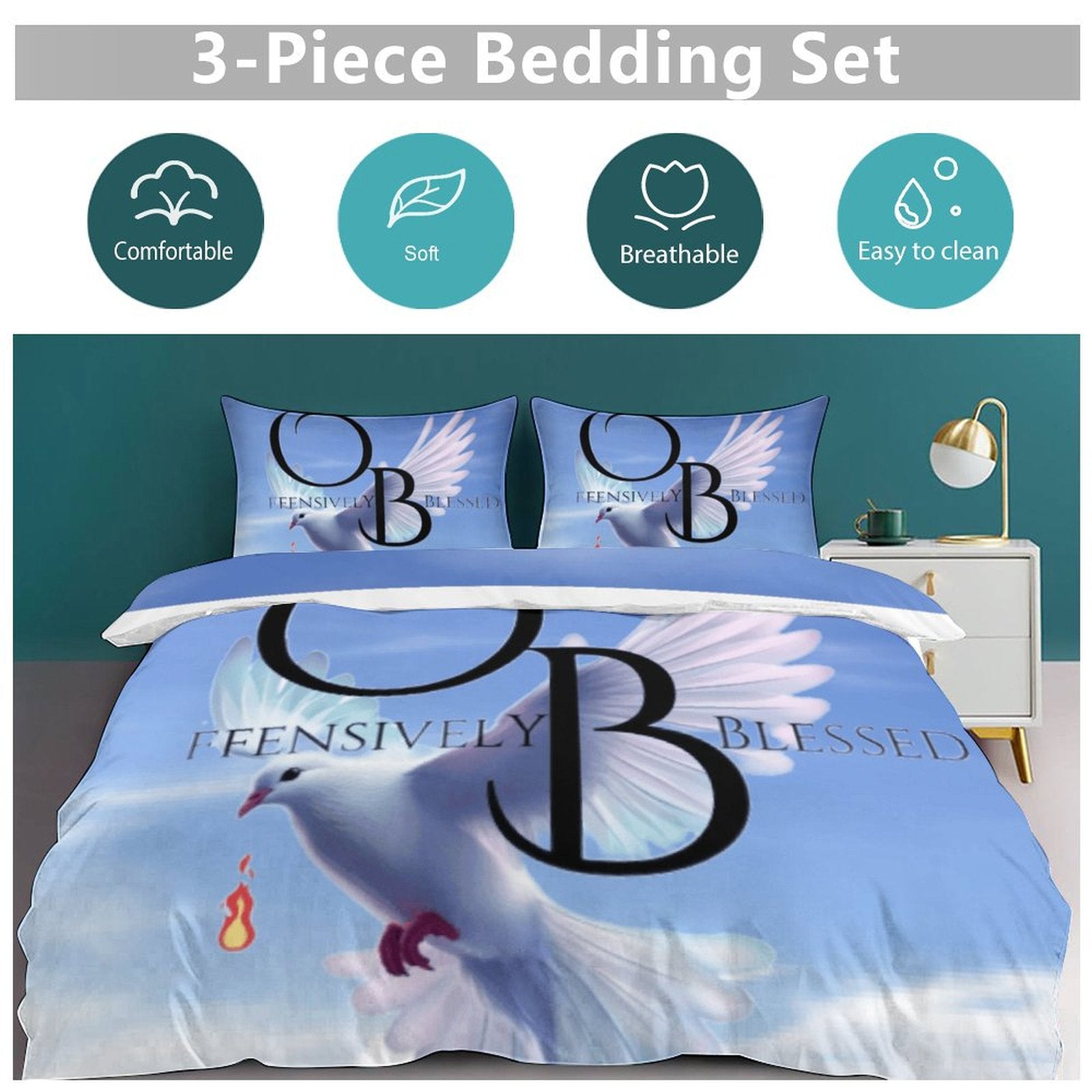 Offensively Blessed 3-Piece Bedding Set (1Offensively Blessed🌺 Duvet Cover + 2 Pillow Shams) 3-Piece Bedding Set 102"×90" (1 Quilt Cover + 2 Pillowcases)