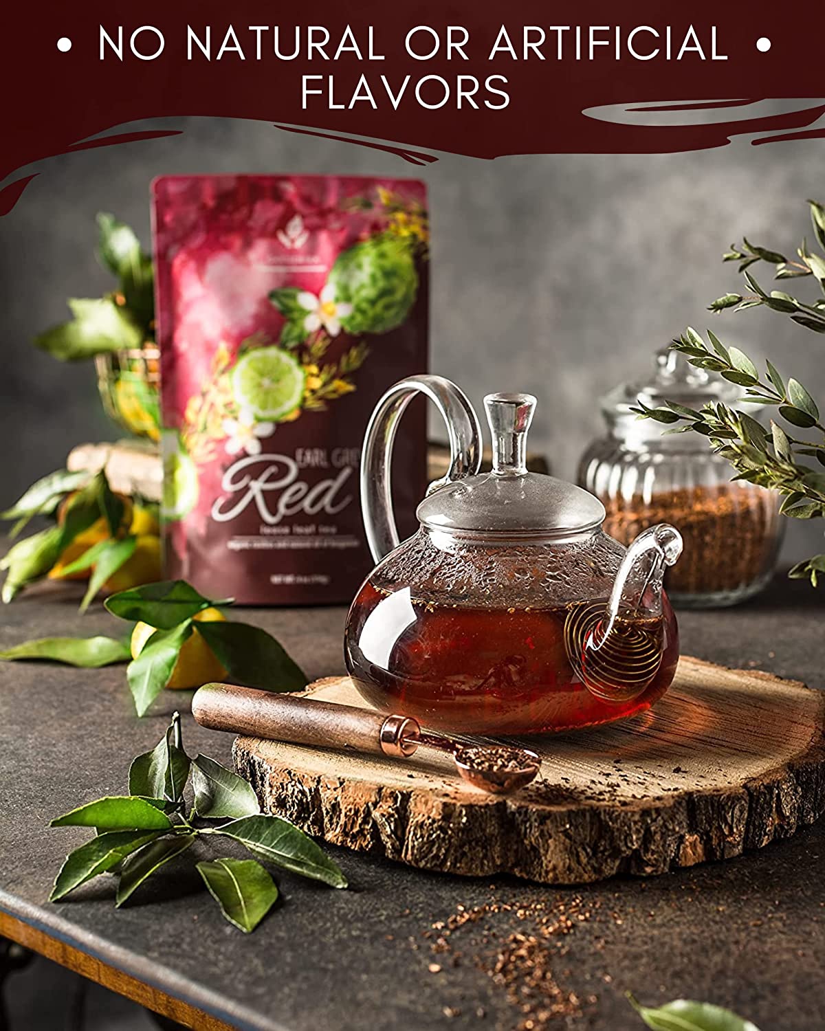 Bergamot Red Rooibos Loose Tea, Antioxidant Rich /w Bergamot Oil - Herbal & Caffeine-Free - Soothing & Comforting - Organic & Kosher