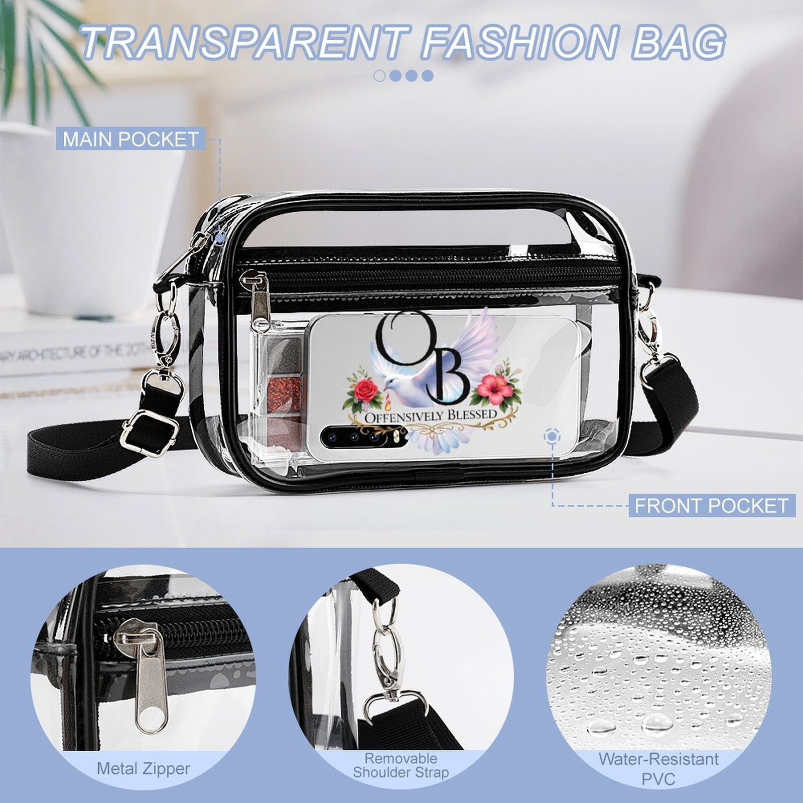 Offensively Blessed 🌺Small satchel bag Small Clear Satchel Bag