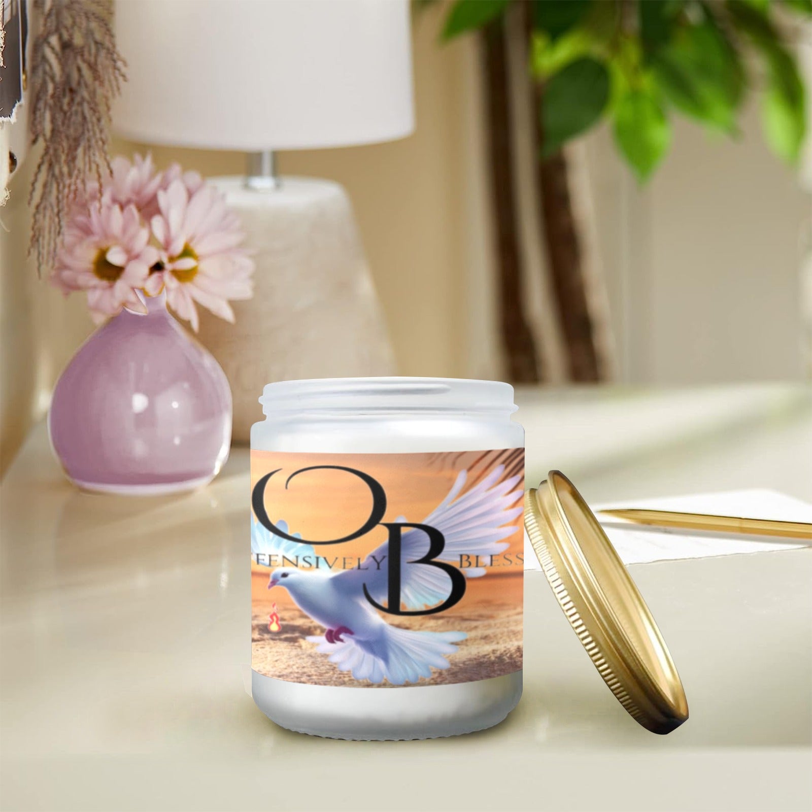 Offensively Blessed #4 Frosted Glass Candle Cup - Large Size