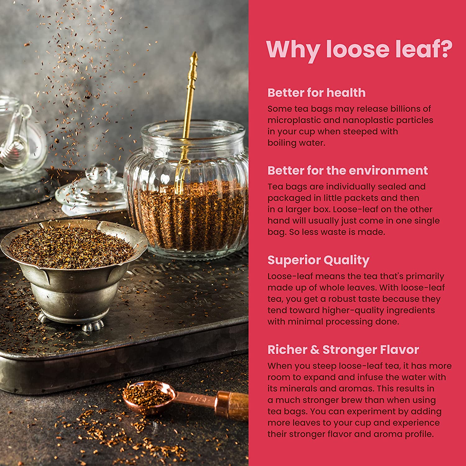 Bergamot Red Rooibos Loose Tea, Antioxidant Rich /w Bergamot Oil - Herbal & Caffeine-Free - Soothing & Comforting - Organic & Kosher