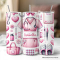 Pink Nurse Life 20oz Personalized Tumbler With Lid and Stainless Steel Straw, Medical Worker Appreciation Gift Cup