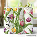 Spring Tulip Garden 20oz Personalized Tumbler With Lid and Stainless Steel Straw, Colorful Floral Bouquet Gift Cup