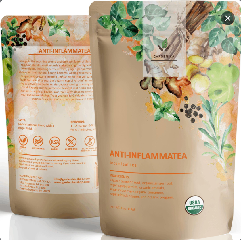 Anti-Inflammatea Loose Tea, Turmeric Ginger Herbal Blend | Organic & Kosher