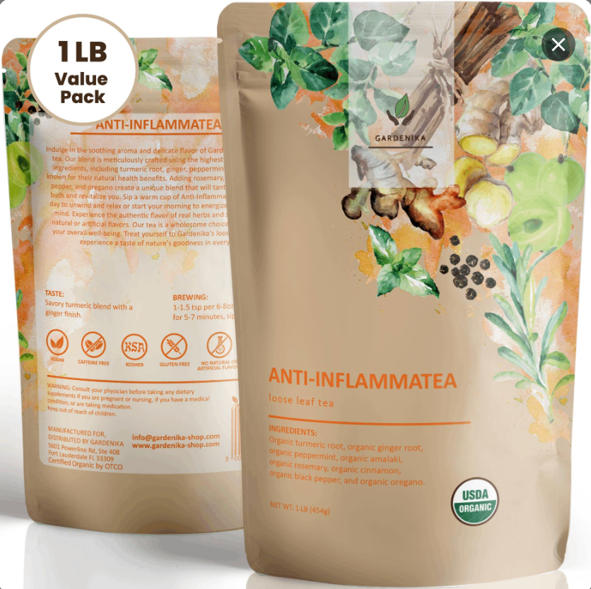 Anti-Inflammatea Loose Tea, Turmeric Ginger Herbal Blend | Organic & Kosher