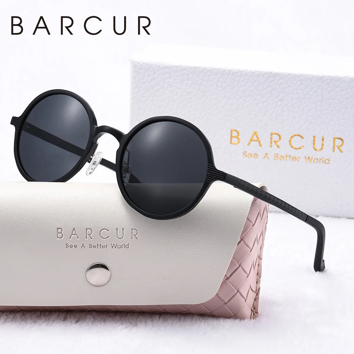 BARCUR Retro Round Trendy Polarized Sunglasses for Women – Vintage Fashionable Aluminum Magnesium Alloy Frame with UV400 Protection – Punk-Inspired Fashion Circular Sunglasses for Travel Business & Outdoor Style with Premium Gift Box