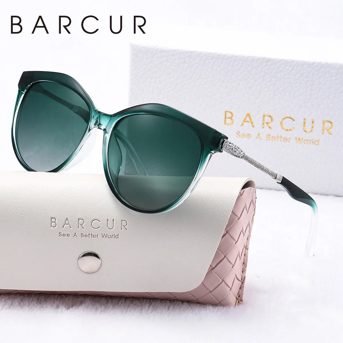 BARCUR Polarized Trendy Cat Eye Sunglasses for Women – Ultra Lightweight Round Frame Fashion Sunglasses with UV400 Mirror TAC Lens – Multiple Color Options for Summer Parties Travel & Daily Wear – Elegant Gift Box Packaging
