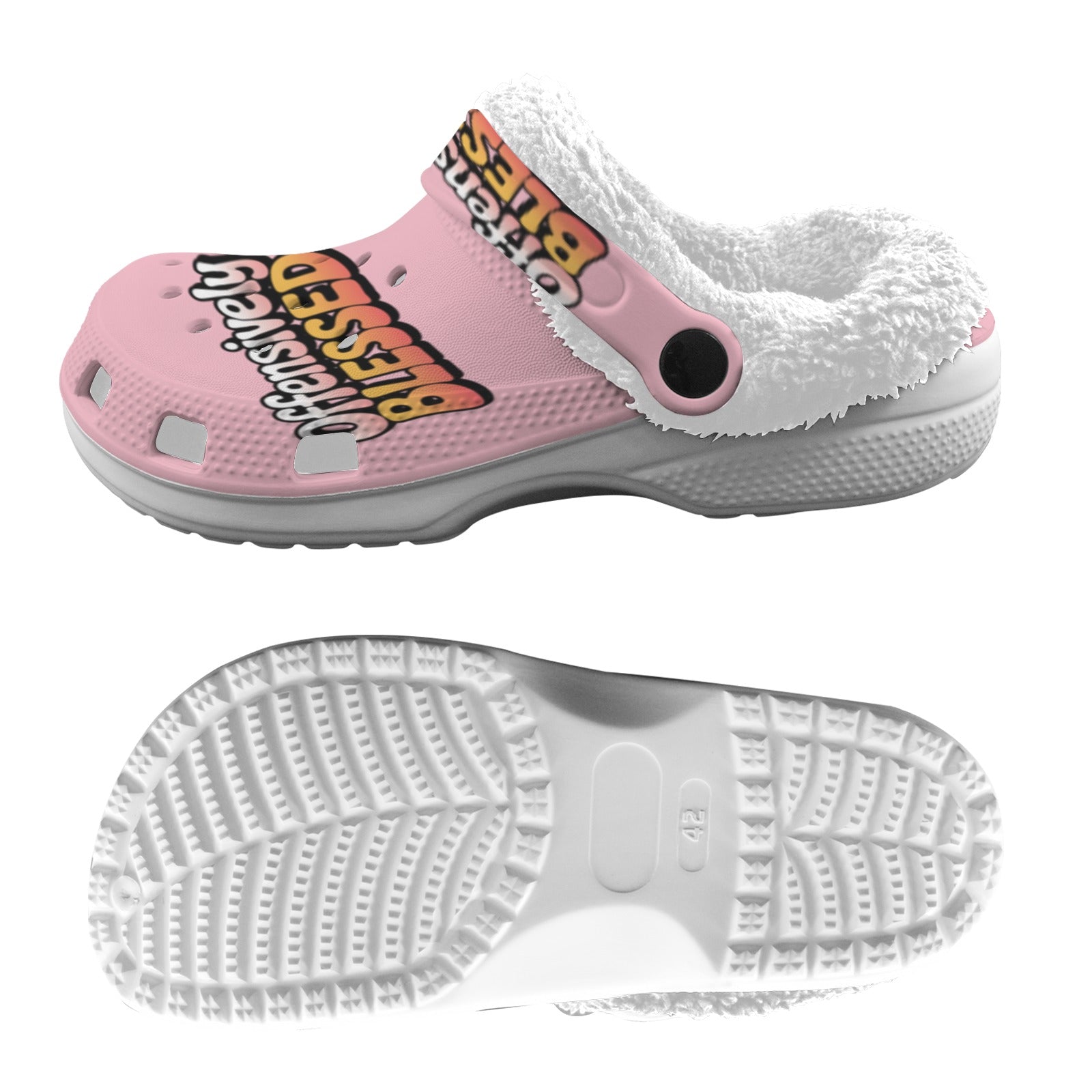 Offensively Blessed 🌺Clogs 2 Pink Fleece Lined Foam Clogs for Adults