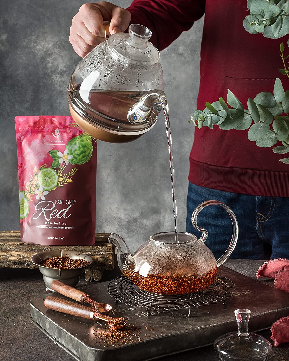 Bergamot Red Rooibos Loose Tea, Antioxidant Rich /w Bergamot Oil - Herbal & Caffeine-Free - Soothing & Comforting - Organic & Kosher