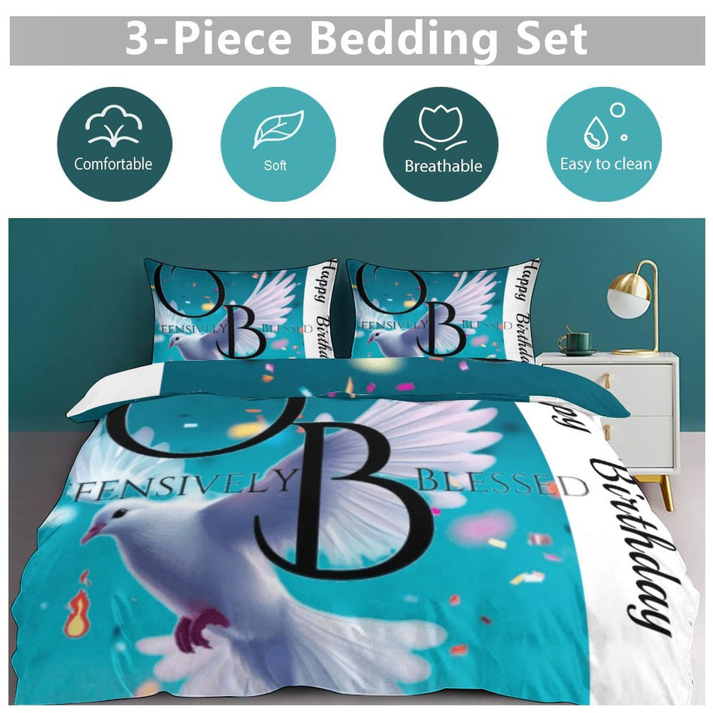 3-Piece Bedding Set (1 Duvet Cover + 2 Pillow Shams) 3-Piece Bedding Set 102"×90" (1 Quilt Cover + 2 Pillowcases)