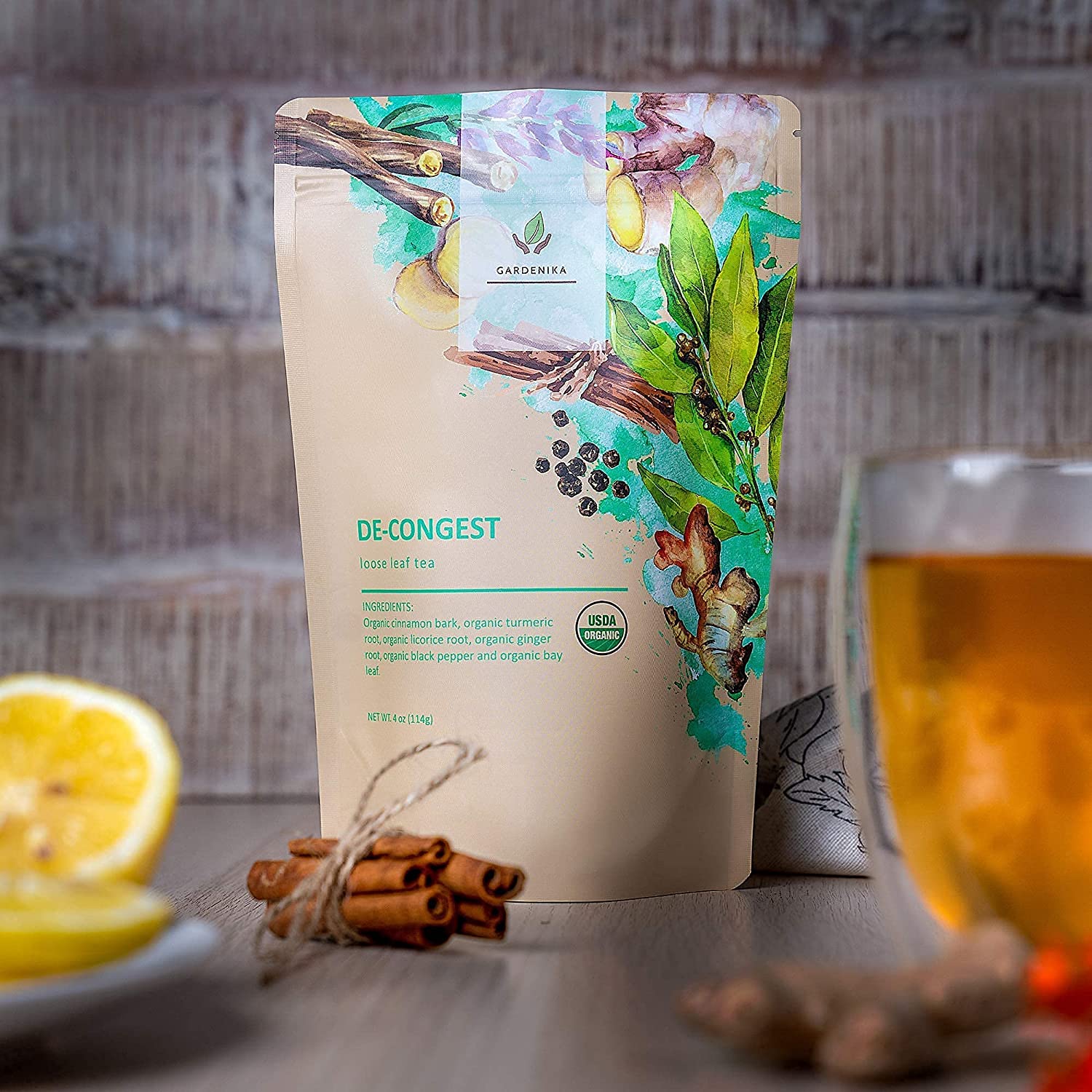 Decongest Loose Tea, Respiratory Comfort & Warming Support - Ayurvedic Blend with Turmeric - Ginger & Cinnamon - Herbal & Caffeine Free - Organic & Kosher