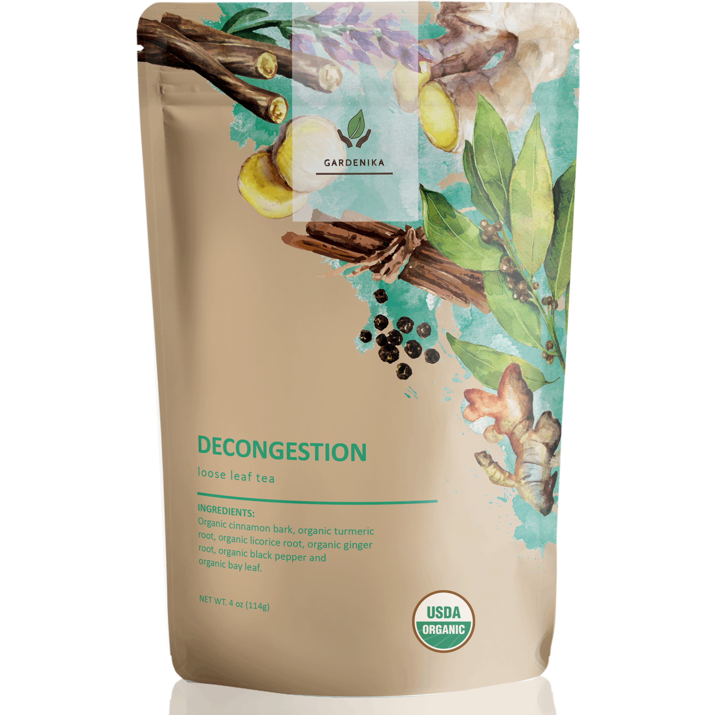 Decongest Loose Tea, Respiratory Comfort & Warming Support - Ayurvedic Blend with Turmeric - Ginger & Cinnamon - Herbal & Caffeine Free - Organic & Kosher