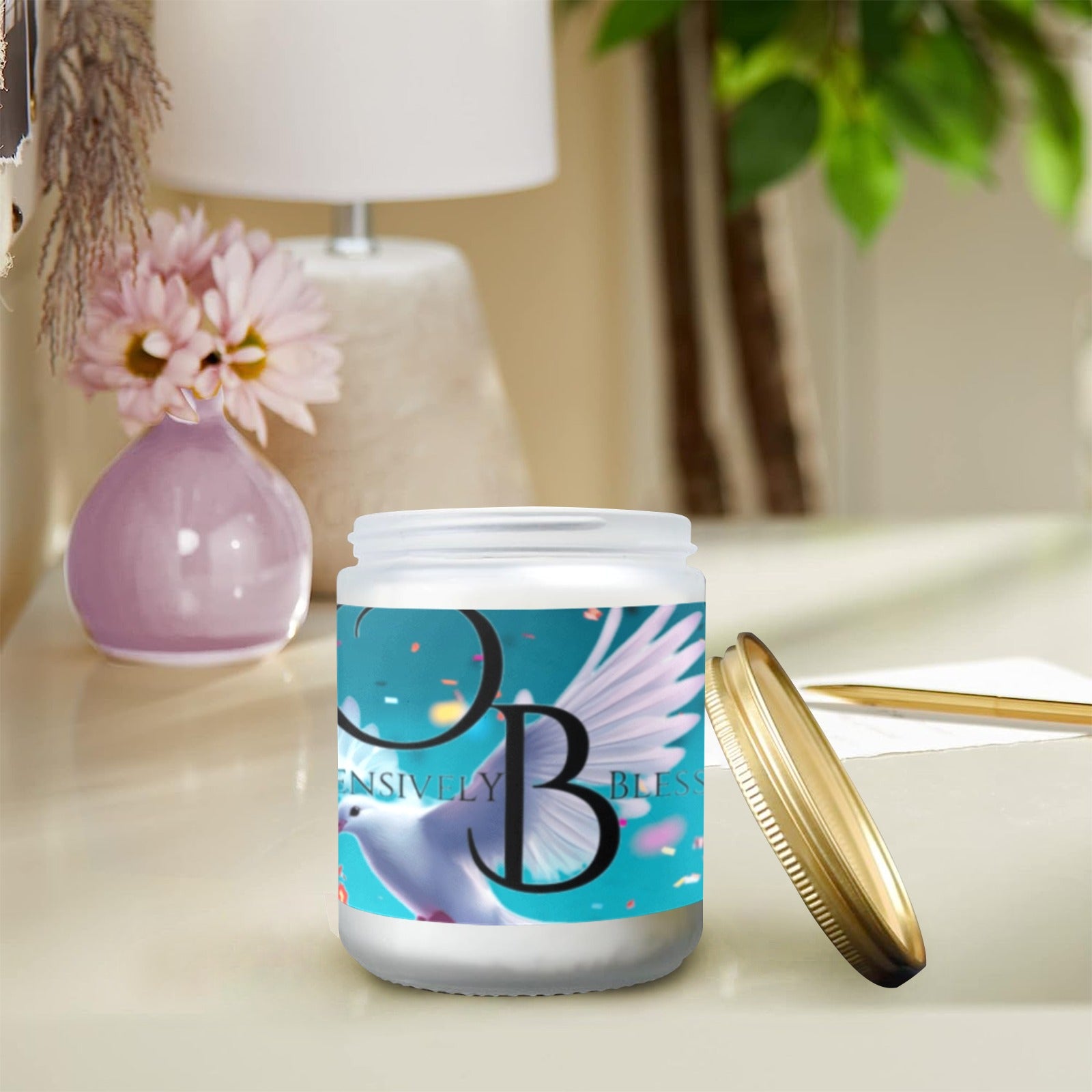 Offensively Blessed Birthday Candel Frosted Glass Candle Cup - Large Size