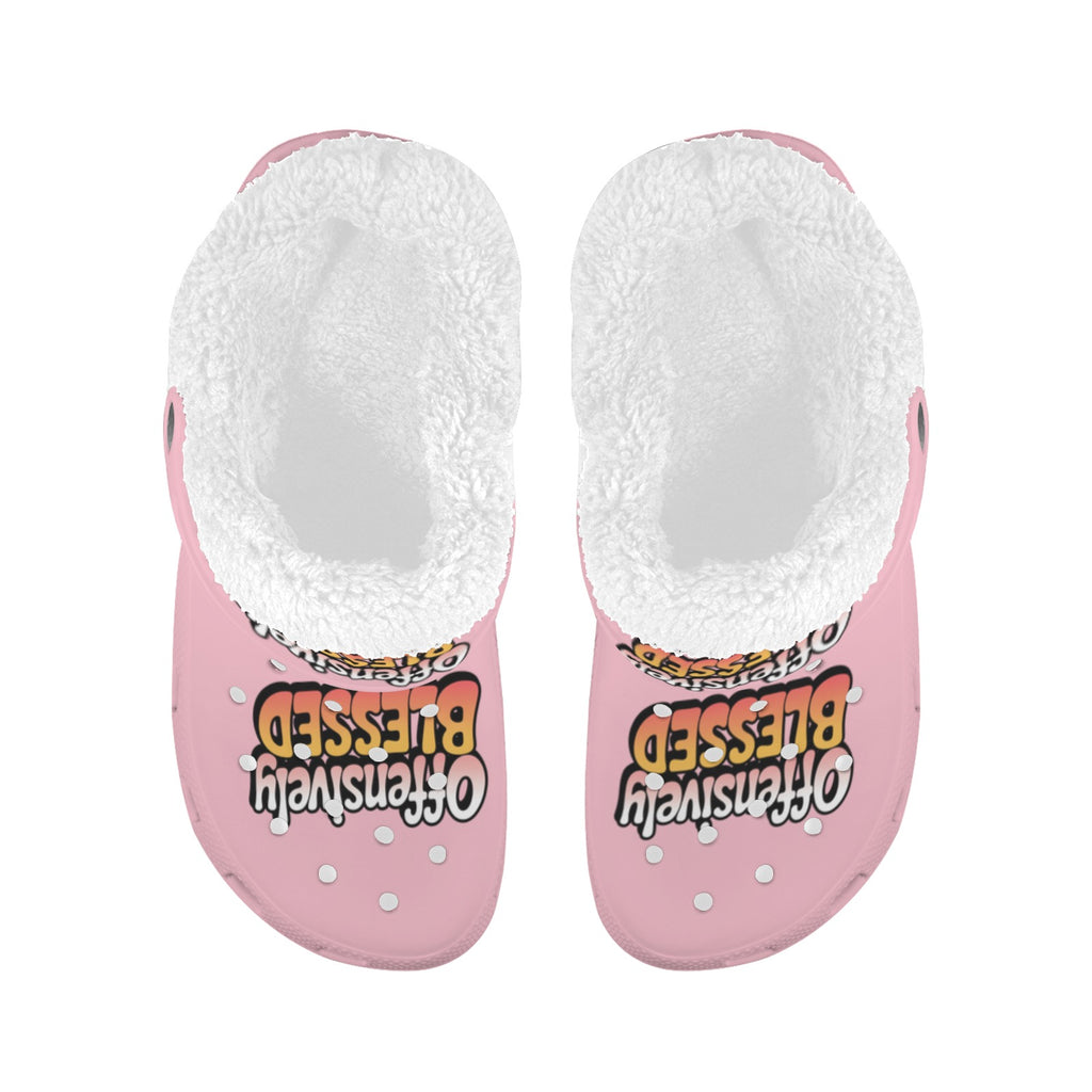 Offensively Blessed 🌺Clogs 2 Pink Fleece Lined Foam Clogs for Adults
