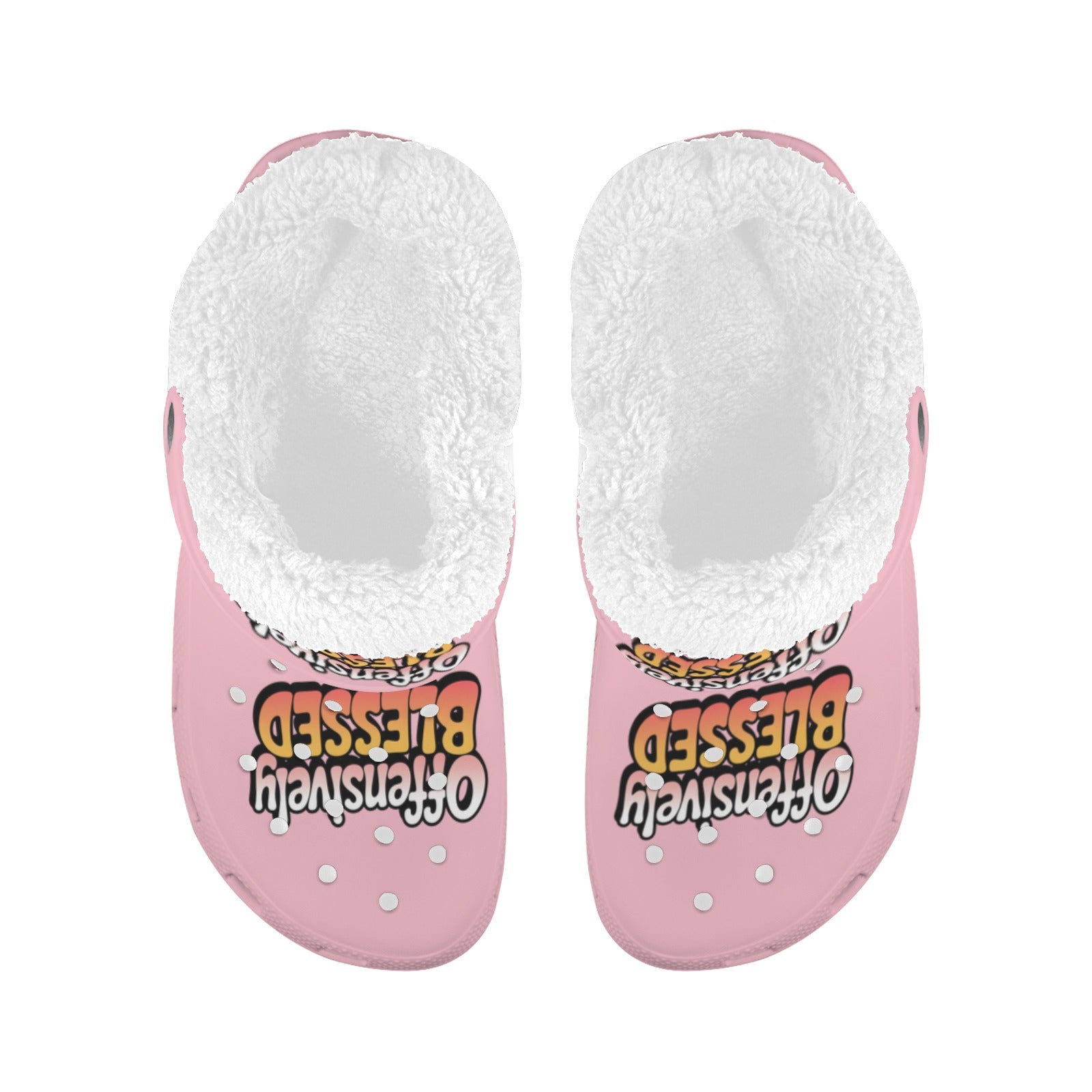 Offensively Blessed 🌺Clogs 2 Pink Fleece Lined Foam Clogs for Adults