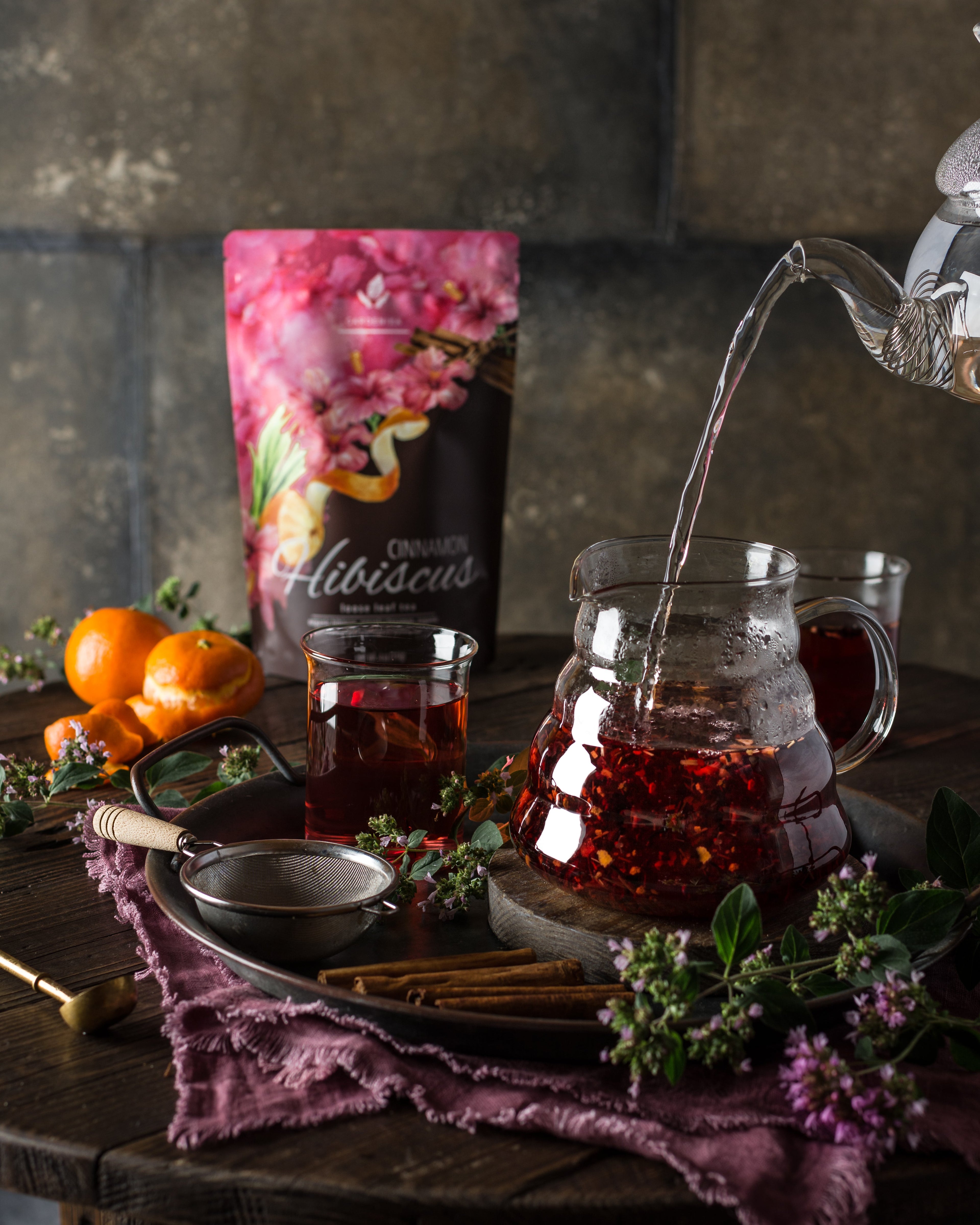 Cinnamon Hibiscus Loose Tea, Heart Health & Antioxidant Rich - /w Hibiscus & Cinnamon - Herbal & Caffeine Free - Organic & Kosher