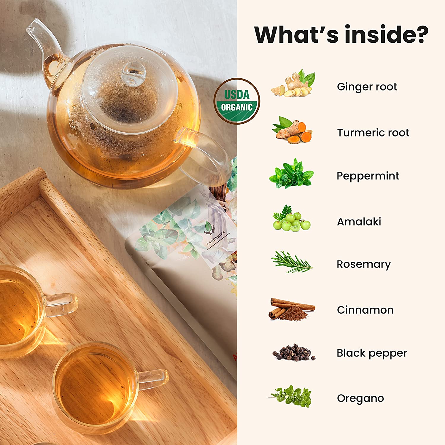 Anti-Inflammatea Loose Tea, Turmeric Ginger Herbal Blend | Organic & Kosher