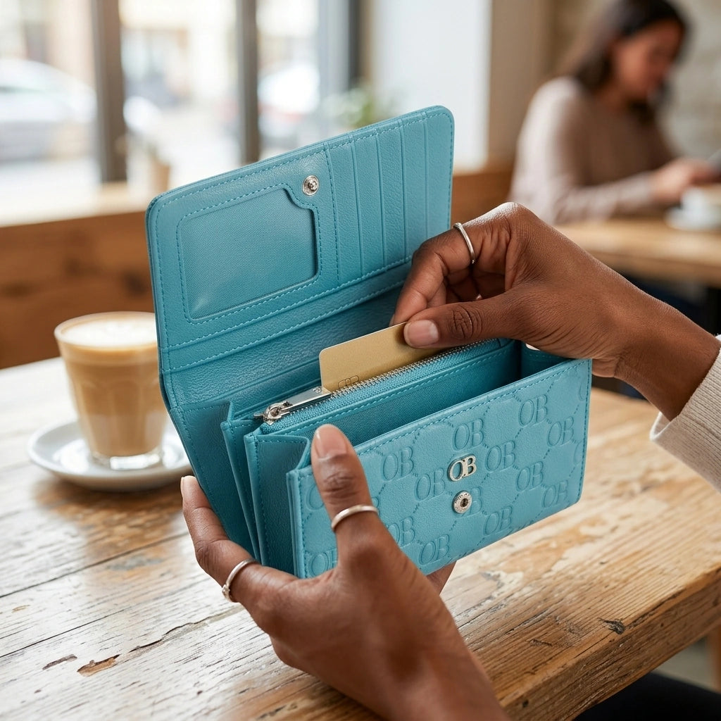 OB🌺Turquoise Monogram Wallet