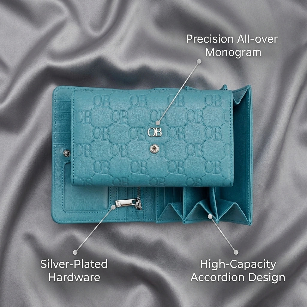 OB🌺Turquoise Monogram Wallet