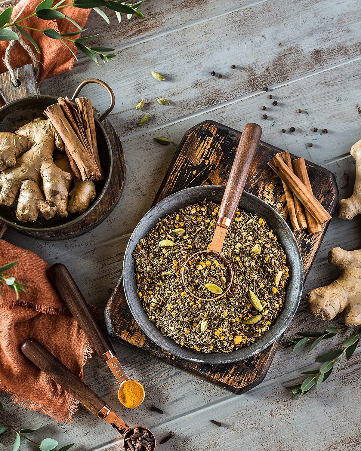 Turmeric Ginger Tulsi Chai Loose Tea, Ayurvedic Anti-Inflammatory Blend - /w Turmeric & Ginger - Herbal & Caffeine Free - Organic & Kosher