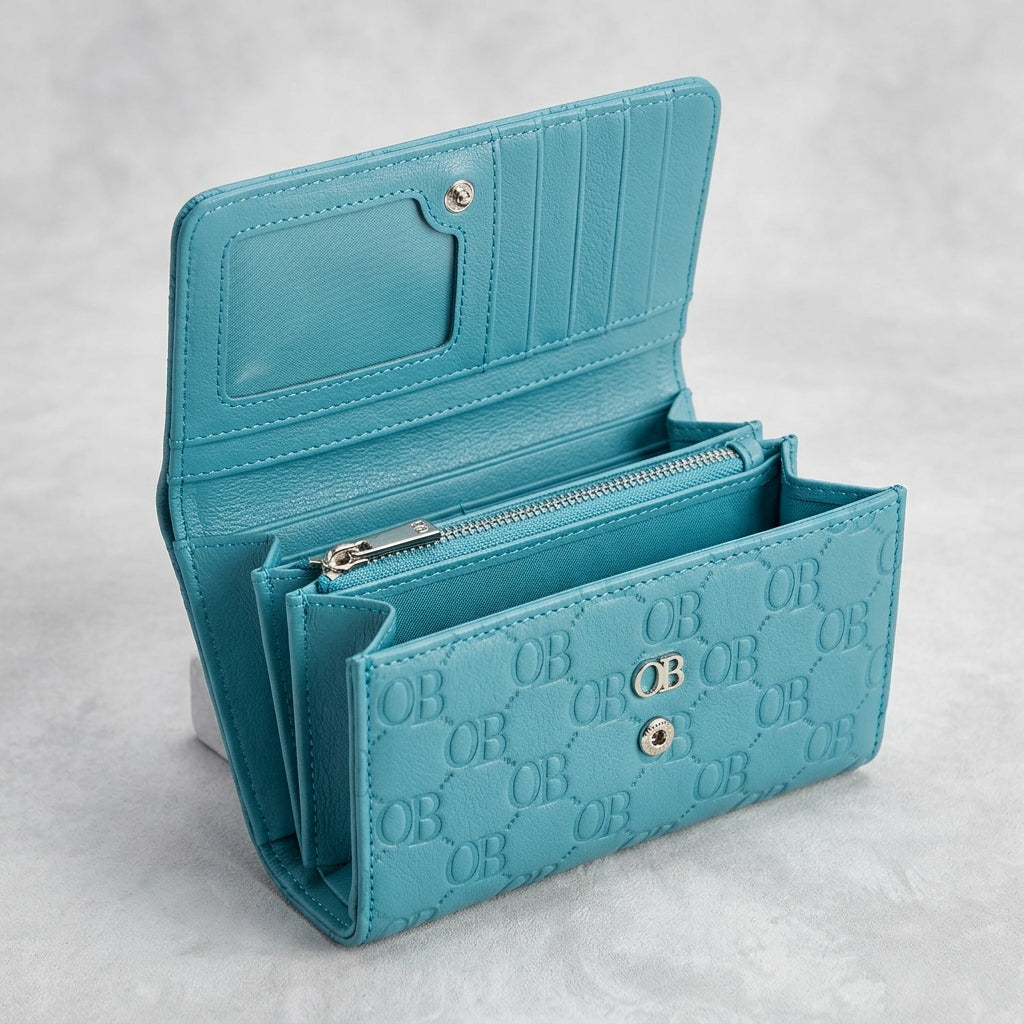 OB🌺Turquoise Monogram Wallet