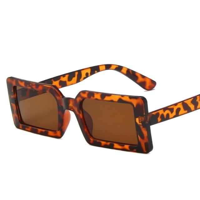Vintage Brown Small Stylish Sunglasses Popular Colorful Retro Design Sunglasses For Women Luxury  Eyewear Cool Style For Women Rectangle Frame Sun Glasses