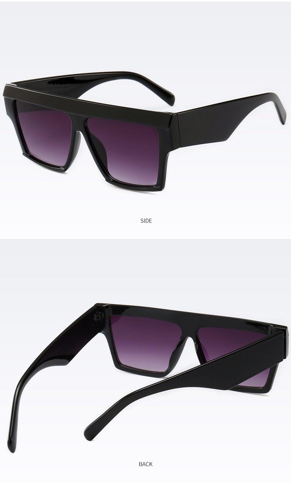 Women Flat Top Sunglasses New Men Square Shape New Classic Shades In Gradient Black Sun Glasses For Male New Fashionable Big Size Frame In Vintage Shape Eyewear